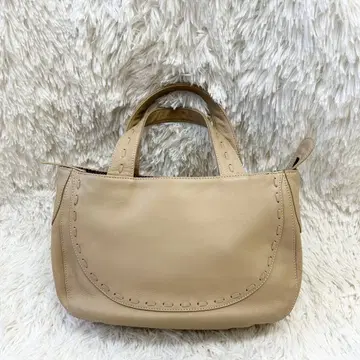 PLINIO VISONA 베이지 가죽 핸드백
