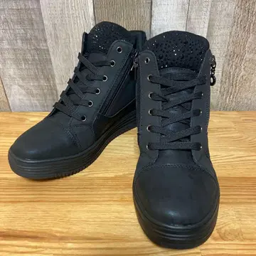 MUUM 통굽 힐 큐빅 레이스업 사이드 지퍼