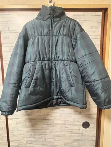 그레일 다크 그린 체크 무늬 다운 자켓 F