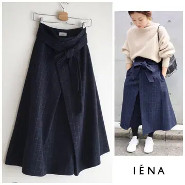 이에나 x 클래시 콜라보 미모레 기장 글렌체크 볼륨 스커트