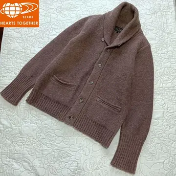 BEAMS 알파카 니트 가디건 숄카라 알파카&울