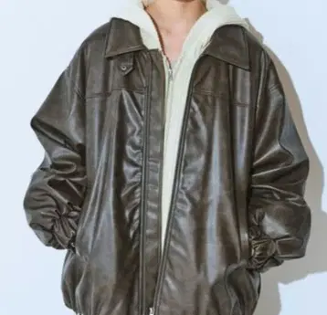 빈티지 퍼 가죽 블루종