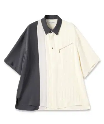 CULLNI 더블 새틴 바이컬러 지퍼 셔츠