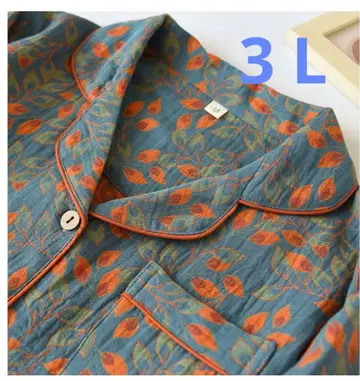 가격 인하 불가 잎 패턴 3L 룸웨어 면 100% 더블 거즈 파자마