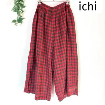 이치 이치 깅엄 체크 패턴 와이드 팬츠