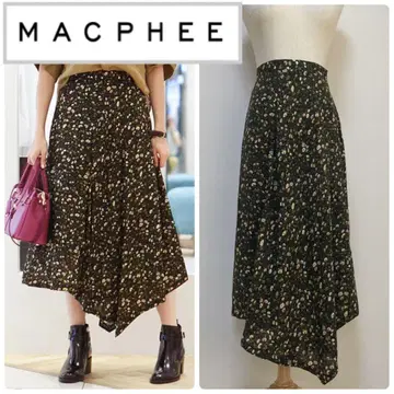 맥피 비대칭 미니 꽃무늬 스커트