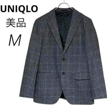 UNIQLO 남성용 테일러드 체크 자켓 울 혼방 M 사이즈 새상품급