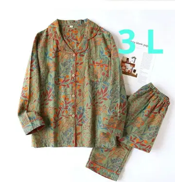 가격 인하 불가 꽃무늬 룸웨어 세트 더블 거즈 파자마 면 100% 3L