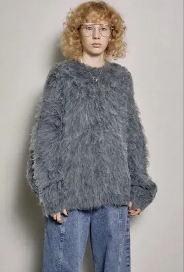 메종 스페셜 샤기 니트 그레이