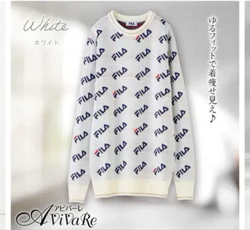 FILA 올 패턴 로고 자카드 니트 화이트