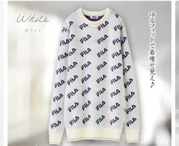 FILA 올 패턴 로고 자카드 니트 화이트