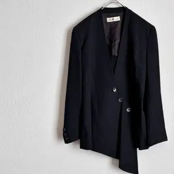 코시노 히로코 노카라 자켓 더블 버튼 캐주얼 무지 블랙