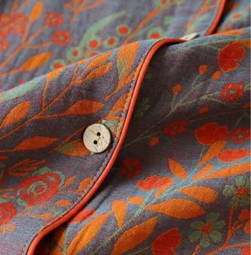 가격 인하 불가 꽃무늬 긴팔 파자마 세트 면 100% 거즈 파자마 3L