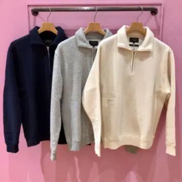 BEAMS PLUS 멕시코 코튼 맨투맨 하프 지퍼 일본제