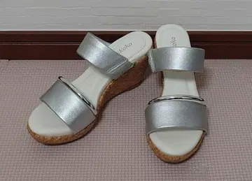 베리코코 미사용#여성용 웨지솔 샌들 실버 21.0cm