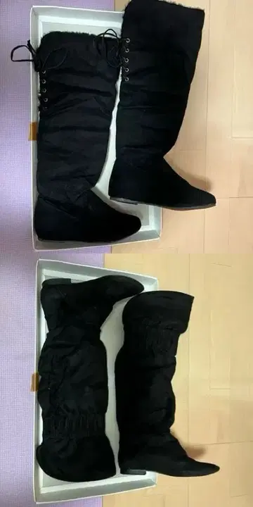 니하이 부츠 스웨이드 느낌 블랙 2켤레 세트