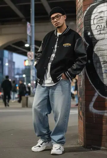 VISION 바시티 자켓 자켓 블랙 자수 와펜 스트릿