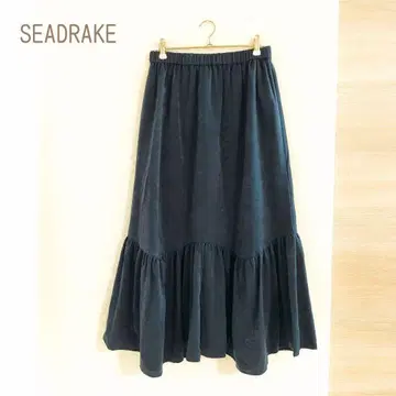 시드 드레이크 개더 스커트 M 네이비