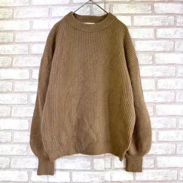 INED 이네드 니트 스웨터 베이지 벌룬 소매 M