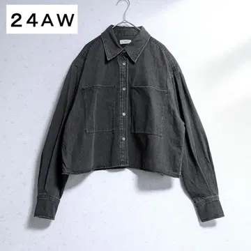 고품질 24AW IENA 데님 숏 셔츠 크롭 기장