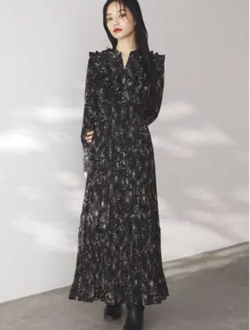 플라워 플리츠 원피스