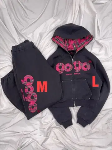 90 OG 로고 집 후디 셋업