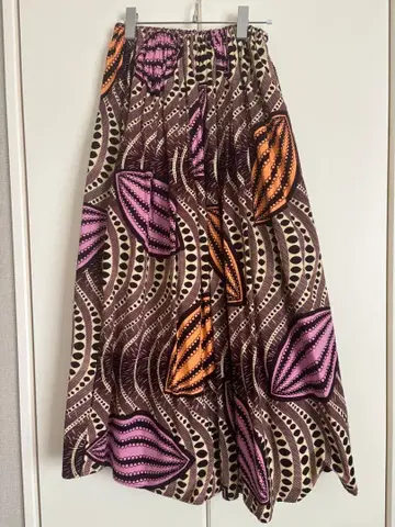 플레어 롱 스커트 나뭇잎 무늬