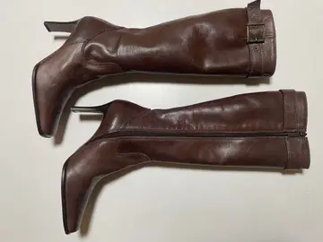 PARADIS COULEUR 브라운 가죽 롱 부츠 23cm 새상품