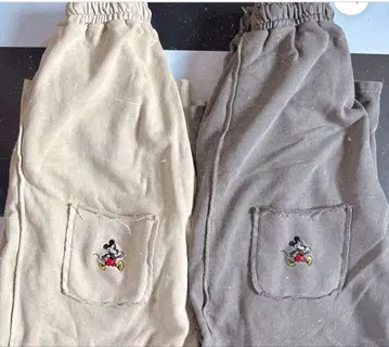 링크앳 미키 자수 피그먼트 스웨트 팬츠