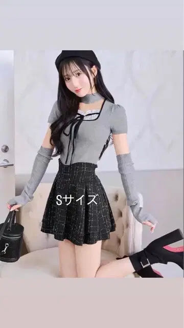 미셸 마카롱 슬림 레그 트위드 스커트 (이너 팬츠 포함) s사이즈