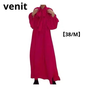 venit 베니트 보타이 맥시 길이 원피스 울 혼방 핑크 계열