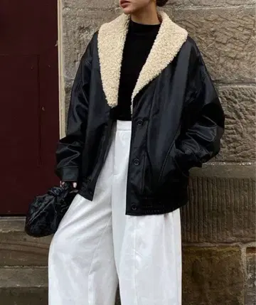가죽 인조 모피 오버 사이즈 자켓