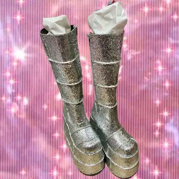 demonia 실버 글리터 부츠 코스프레 클럽 이벤트 개성적