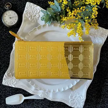 Trooms 가죽 미모사색 초코 장지갑 (금박 포장지)