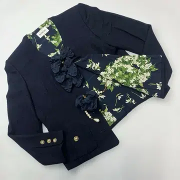 잉게보그 네이비 리본 사용 노카라 자켓