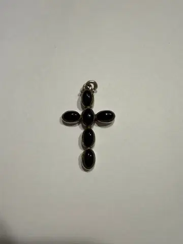[ 새상품급 ] 실버 925 흑석 크로스 참 오닉스