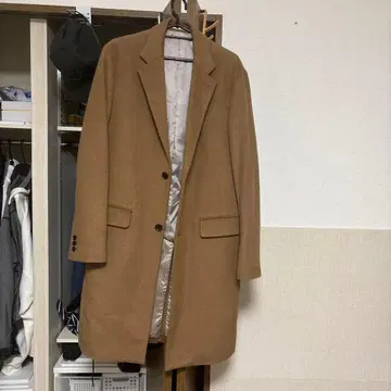 브라운 체스터 코트 2 버튼