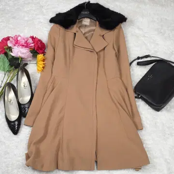 Y7353* MIIA 미아 A라인 퍼 롱 코트 베이지