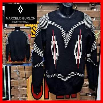 정가 71만 MARCELO BURLON 네이티브 무늬 울 니트 스웨터