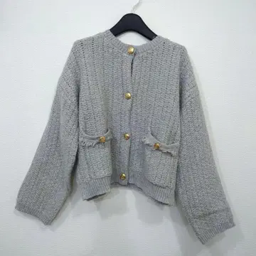 새상품 그레이 니트 가디건 긴팔 버튼 포함