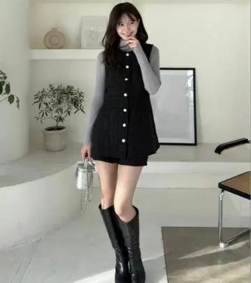 클리어 트위드 튜닉 셋업