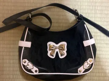 하트 x 리본 숄더백 블랙 핑크 귀여운 지뢰계