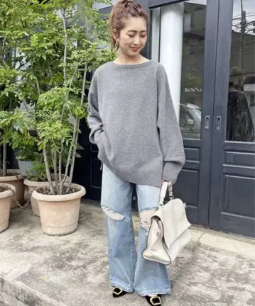 스픽 앤 스팬 캐시미어 혼방 루즈 풀오버 니트 풀오버