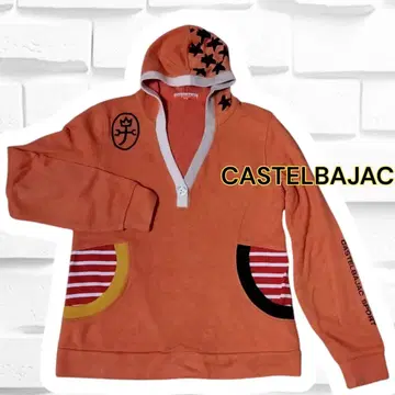 CASTELBAJAC sport 오렌지 니트 후드티 로고 마크 포함