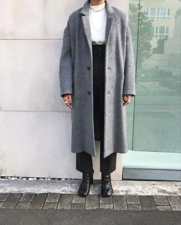 CLANE 오버 체스터 코트 그레이