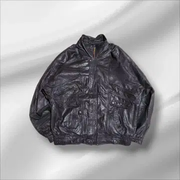 90s 가죽 블루종 천연 가죽 크롭 와이드 Y2K