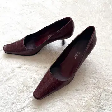 펌프스 스퀘어 토 와인 레드 루이 힐 사이즈 37 이탈리아제