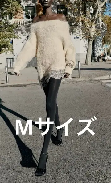 ZARA 레이스 콤비 니트 스웨터