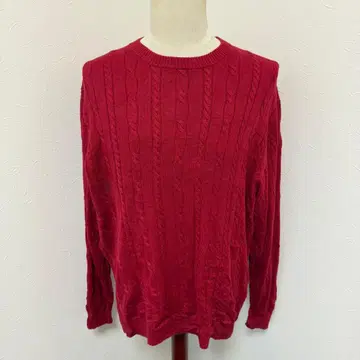 ROUND TREE&YORKE 케이블 니트 빨간색 XL 구제 의류 M-2