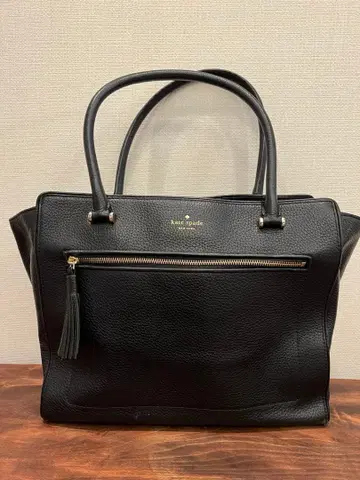 케이트 스페이드 블랙 가죽 토트백